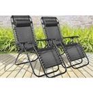 2 Reclining Garden Zero Gravity Chairs - Black