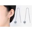 White Gold-Plated Crystal Thread Earrings