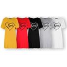 Love Heart Oversized T-Shirt Dress - 5 Colours & Sizes 8-26 - Black