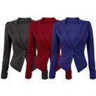Women'S Ruched Button Blazer - 6 Uk Sizes & Colours! - Black