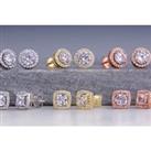 Sparkling Round Or Square Halo Stud Earrings - 3 Colours! - Rose Gold