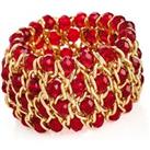 Elasticated Gold Bracelet With Red Crystals