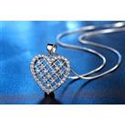 Heart Pendant Necklace - Made W/ Fine Cut Crystals - Silver