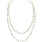 Fashion Faux Pearl Long Cluster Necklace - Silver