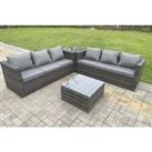 6-Seater Rattan Sofa Set & 2 Coffee Tables - Dark Grey