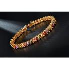Rose Gold Tone Bracelet With Multicolour Crystals