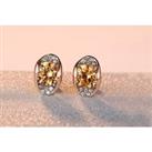 Rose Gold Plated Stud Earrings - Clear & Amber
