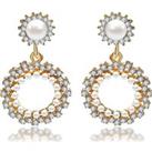 Pearl With Crystals Drop Earrings - Silver
