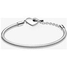 Beautiful Heart T-Bar Snake Chain Bracelet - Silver