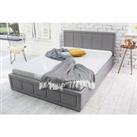 Ottoman Storage Fabric Bed Frame - Grey, Plush Black or Charcoal