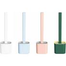 Silicone Toilet Brush & Wall Mount - White, Blue, Green or Pink