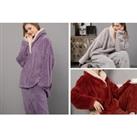 2Pcs Women'S Fleece Pyjama Set - 3 Uk Sizes & 3 Colours! - Red