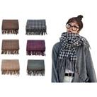 Women'S Checked Tassel Scarf - 6 Colours! - Blue