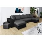 Ibra Fabric U-Shaped Corner Sofa Bed - 2 Colours! - Black