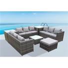 10-Seater Garden Grey Rattan Lounge Set