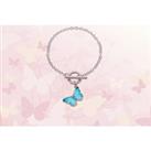 Turquoise Butterfly Charm Chain Bracelet - Silver