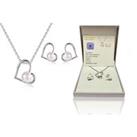 Diamond W/ Freshwater Pearl Pendant & Earring Set - Silver