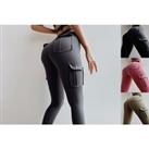 Women'S High Waisted Stretchy Cargo Leggings - 3 Uk Sizes & 4 Colours! - Pink