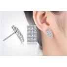 Crystal Rectangular Stud Earrings - Silver