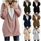 Women'S Plush Zip Up Coat - 6 Sizes & 7 Colours! - Brown
