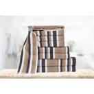 Egyptian Cotton Striped Towels - 4/8 Piece Set & 6 Colours! - Black