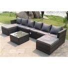8-Seater Rattan Garden Furniture Set - Grey