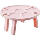 Pink Or White Mini Folding Picnic Table - Four Wine Glass Holders!
