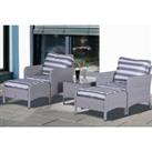 5-Piece Pe Rattan Outdoor Garden Furniture Set In Light Grey