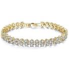 Gold Tennis Bracelet With Cz Crystals - Silver