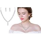 White Gold Finish Clear Necklace Set