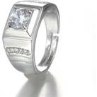 Silver Adjustable Open Crystal Ring