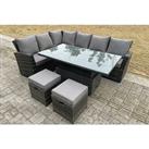 8-Seater Garden Rattan Set With 2-In-1 Dining & Coffee Table