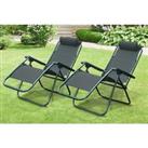 Zero Gravity Textoline Garden Chairs - 3 Colours - Black