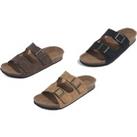 Double Buckle Cork Sole Sandals - 6 Sizes & 3 Colours! - Brown