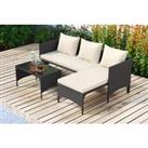 Three-Seater Rattan Furniture Set With Table & Optional Cover! - Black