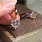 Rosegold Heart Crystal Drop Earrings - Silver