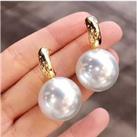 Gold Tone 14Mm White Pearl Earrings