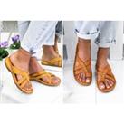 Bunion Cross Strap Flat Sandals - 6 Sizes & 4 Colours! - Yellow