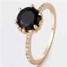 Stunning Gold Tone Black Crystal Ring
