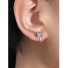 Gold Crystal Round Non-Pierced Earrings - Silver