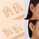 Stainless Steel Gold Ear Cuff Earrings - Silver