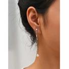 Asymmetric Clip On Drop Earrings - Silver