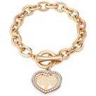 Gold Crystal Heart Tree Of Life Bracelet - Silver