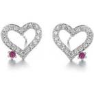 Crystal Love Heart Studs Earrings - Red