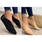 Womens Flat Shoes - Black, Khaki, Brown or Pink