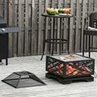 Outsunny Outdoor Square Firepit W/ Grill