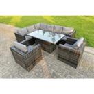 8-Seater Rattan Furniture Set With 2-In-1 Dining & Coffee Table