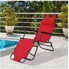 Outsunny 2-In-1 Metal Frame Sun Lounger - Red