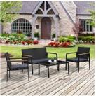 Outsunny 4-Seater Table & Chairs Set - Black