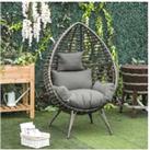 Outsunny Rattan Egg Chair - 48Hr Delivery - Grey